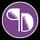 Purple circular logo with stylized white 'P' and 'D' letters and thin white border
