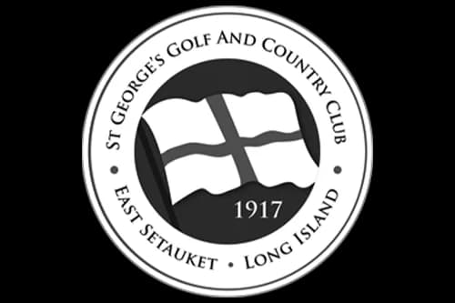Logo circular badge with flag-like waves and 1917, text reads St George's Golf and Country Club