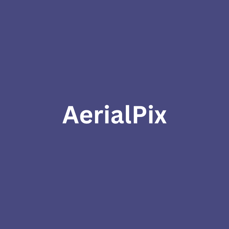 Logo AerialPix in white text on a purple background