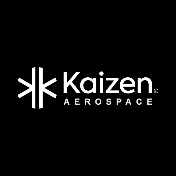 Kaizen Aerospace logo with a white geometric symbol to the left on a black background