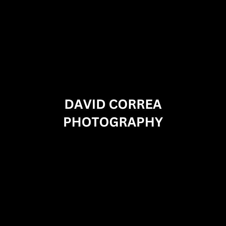 Logo with white text David Correa Photography on a black background