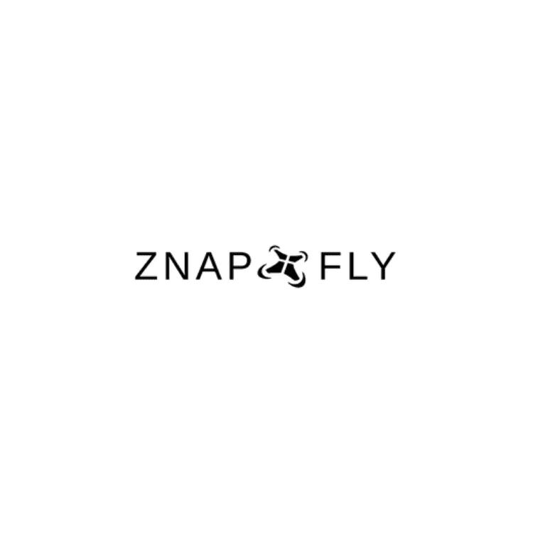 Logo of ZNAP FLY with a stylized drone icon between the words ZNAP and FLY