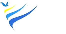 Aerialworks USA logo with blue and yellow curved swooshes on white background