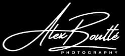 White 'Alex Boutté' cursive wordmark with smaller 'Photography' text beneath on transparent background