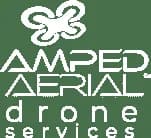 Logo with a white propeller emblem and the text AMPED AERIAL drone services