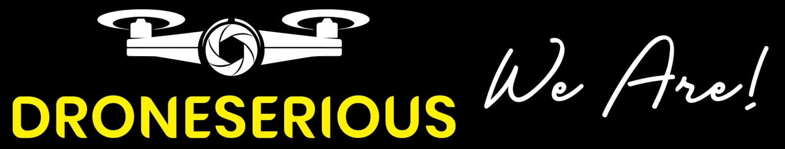 Logo with a white drone icon above the yellow DRONESERIOUS text and white cursive Drone Serious