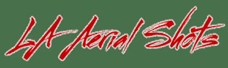 Logo for LA Aerial Shots in red cursive script