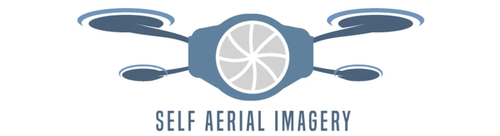 Logo for Self Aerial Imagery LLC, blue drone icon with a central circular emblem and company name below