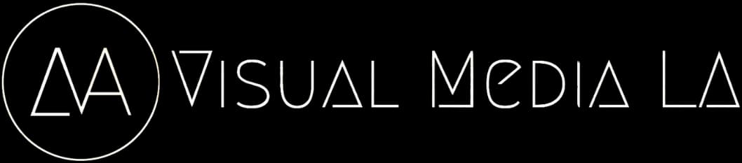 Logo for Visual Media LA: circular emblem with an M-shaped icon and the text Visual Media LA