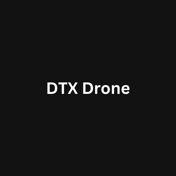 DTX Drone logo on a black background