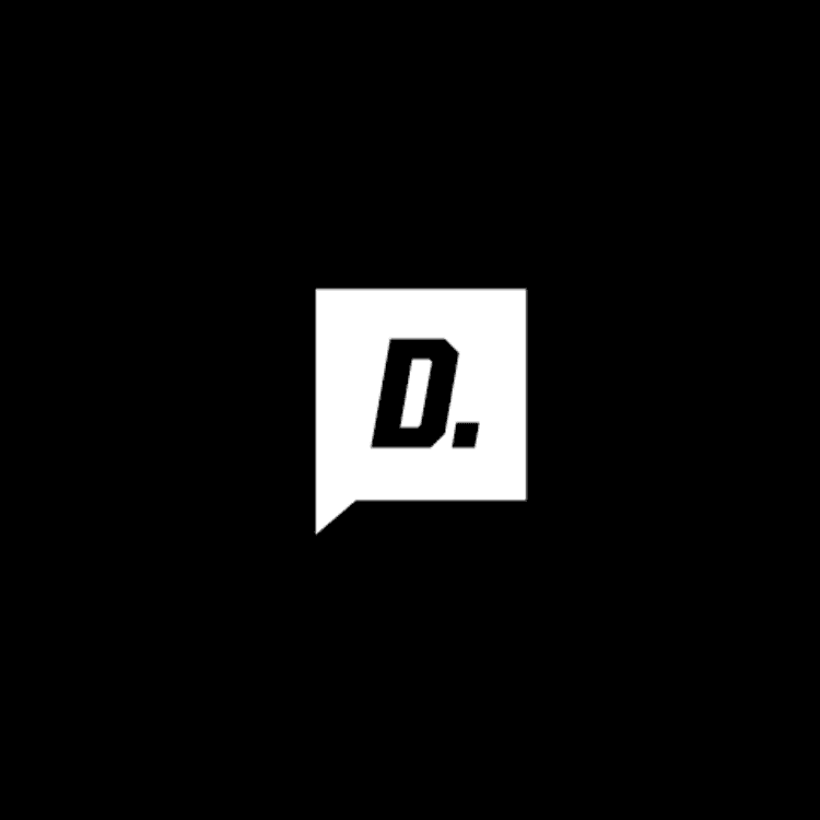 Dallas Drone Pros logo, a white speech bubble with a bold D on black background