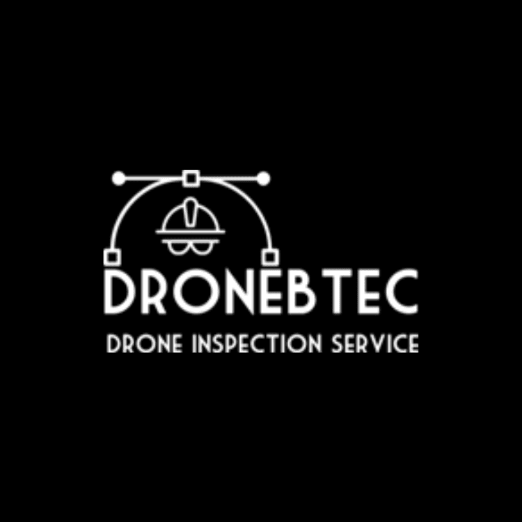 Logo for DRONEBTEC with a drone icon above a curved line and the text DRONEBTEC and DRONE INSPECTION SERVICE