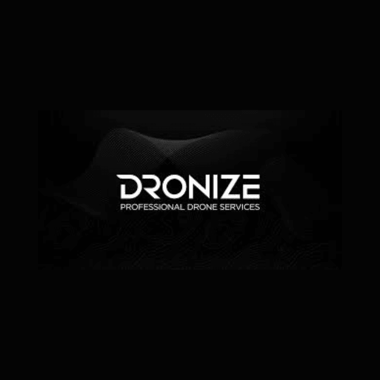Logo of Dronize with the tagline professional drone services on a dark background