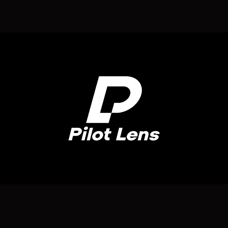 Pilot Lens logo featuring a stylized white P above the text Pilot Lens on a black background