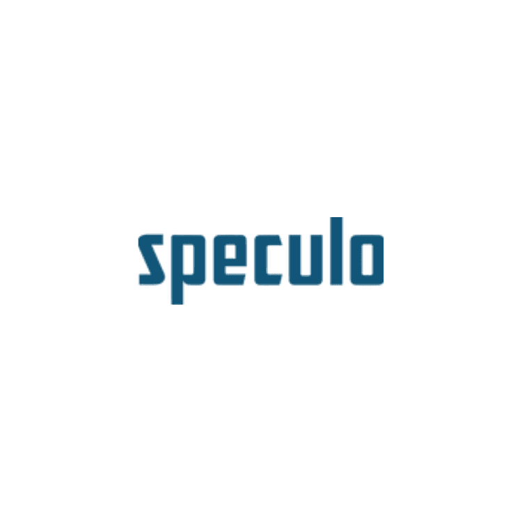 Speculo logo in blue with a bold geometric font